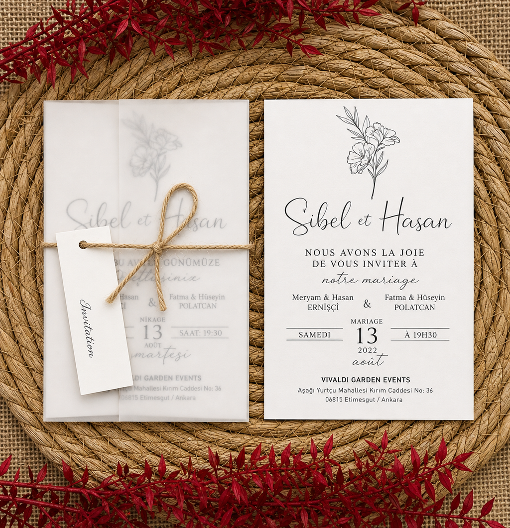 Carte d'invitation personnalisée sur mesure — lot 50 pièces CréaBySana