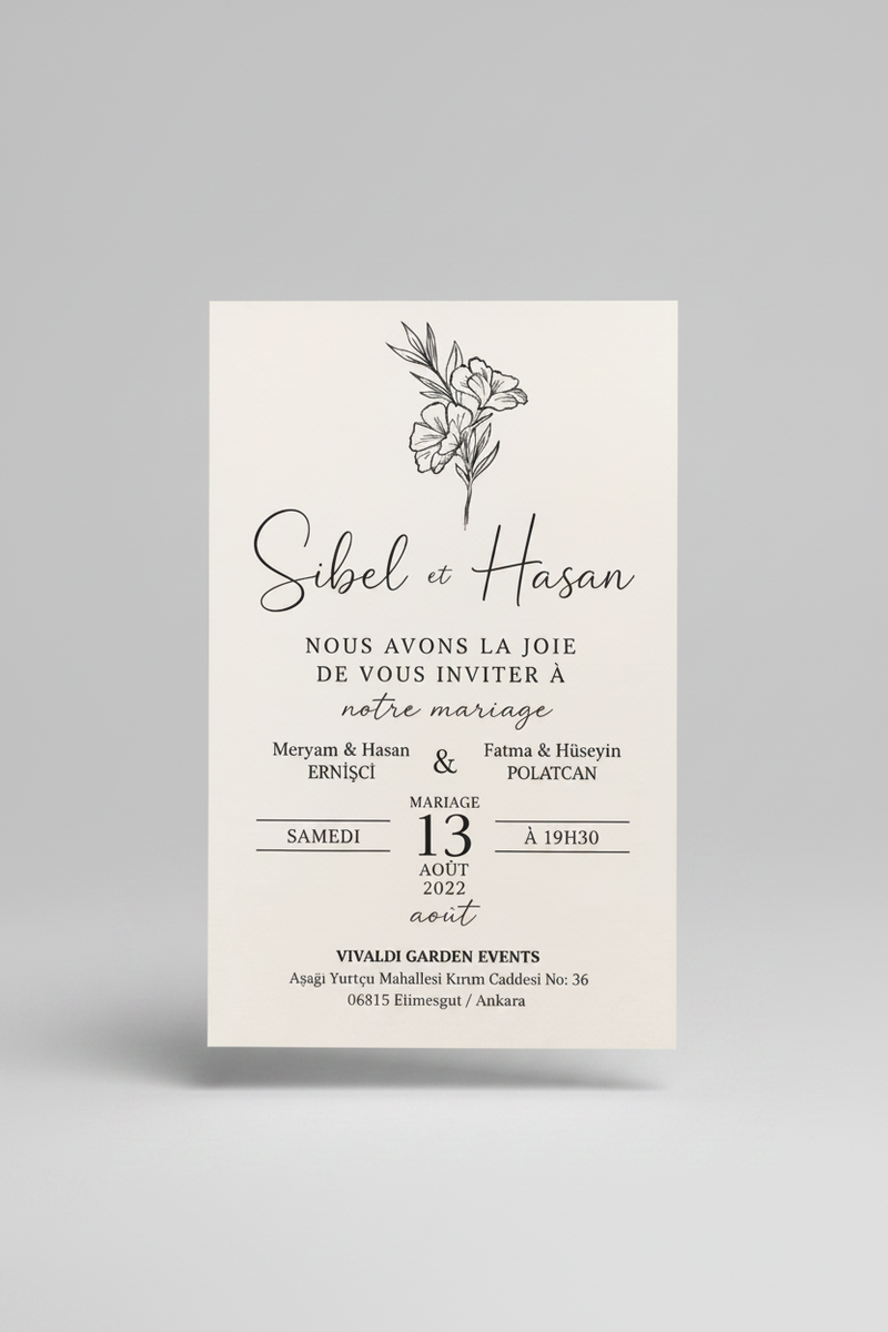 Invitation sur mesure mariage personnalisée — design unique | CréaBySana