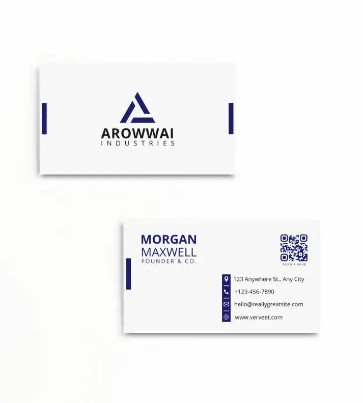 Carte de Visite Professionnelle Entreprise – Design Élégant Bleu & Cuivre, Impression Premium pour Dirigeants et Sociétés - CréaBySana