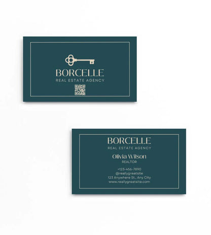 Carte de Visite Professionnelle Entreprise – Design Élégant Bleu & Cuivre, Impression Premium pour Dirigeants et Sociétés - CréaBySana