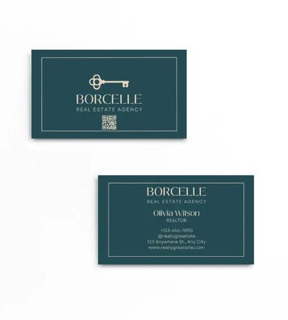 Carte de Visite Professionnelle Entreprise – Design Élégant Bleu & Cuivre, Impression Premium pour Dirigeants et Sociétés - CréaBySana