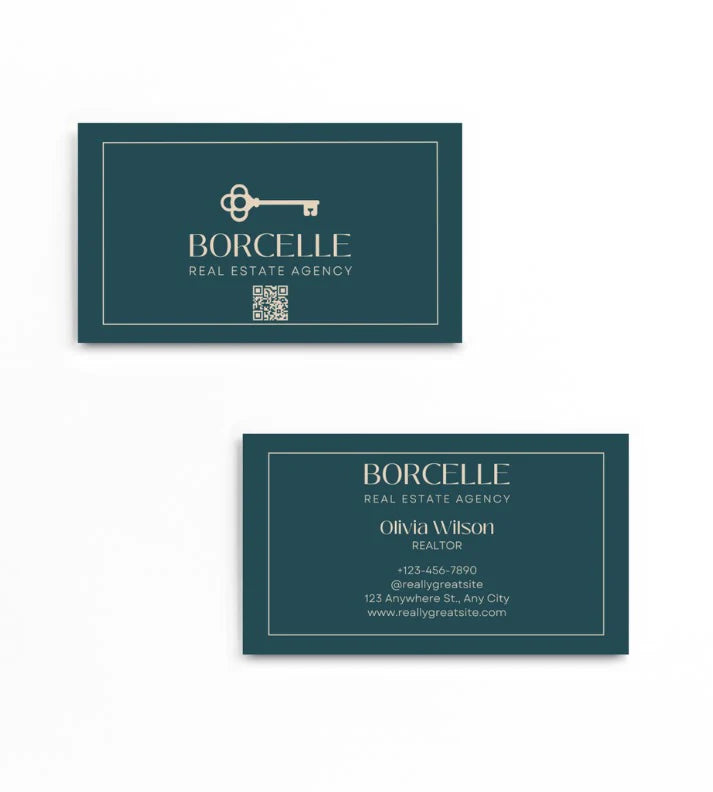 Carte de Visite Professionnelle Entreprise – Design Élégant Bleu & Cuivre, Impression Premium pour Dirigeants et Sociétés - CréaBySana