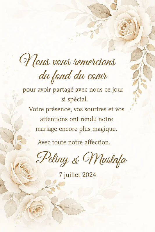 Carte de remerciement d’invitation – Un mot du cœur signé CreaBySana CréaBySana