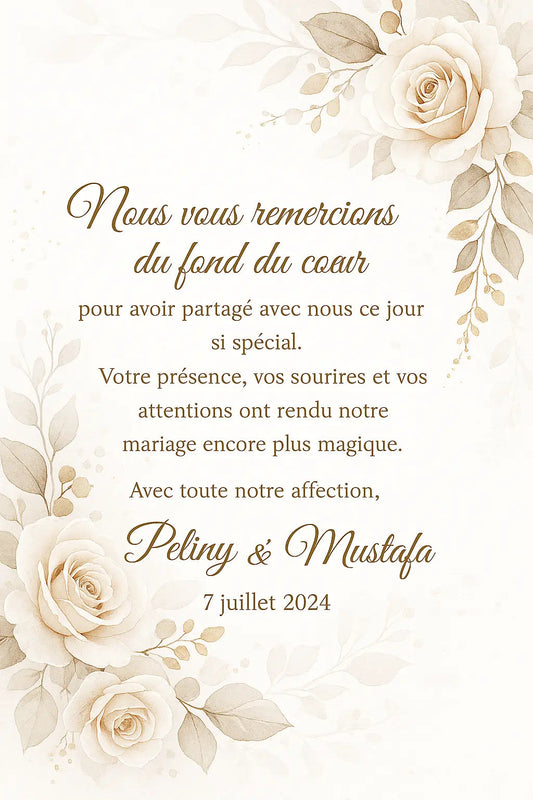 Carte de remerciement d’invitation – Un mot du cœur signé CreaBySana CréaBySana