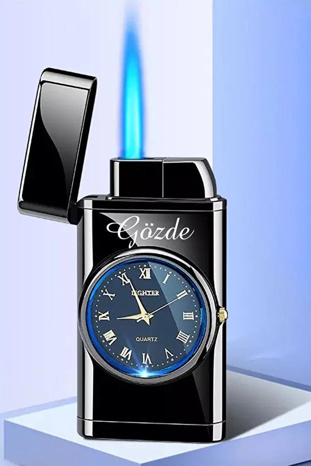 Clipper Personnalisé avec Montre Intégrée – Design Luxe Briquet Rechargeable CréaBySana
