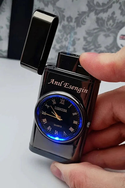 Clipper Personnalisé avec Montre Intégrée – Design Luxe Briquet Rechargeable CréaBySana