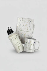 Coffret femme personnalisé florale gourde mug carnet | CréaBySana