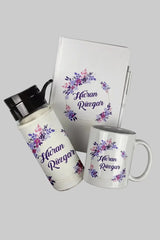 Coffret cadeau femme floral personnalisé — gourde carnet | CréaBySana