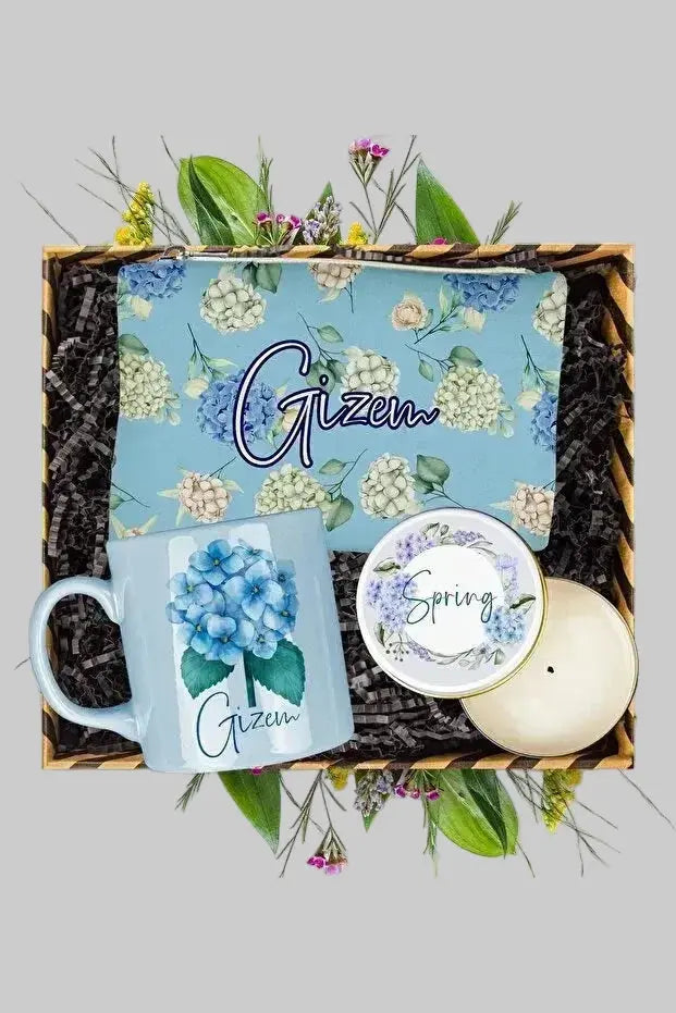 Coffret femme personnalisé floral — mug trousse bougie | CréaBySana