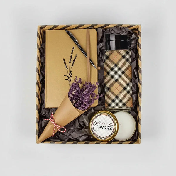 Coffret femme nature élégance personnalisé carnet bougie lavande | CréaBySana