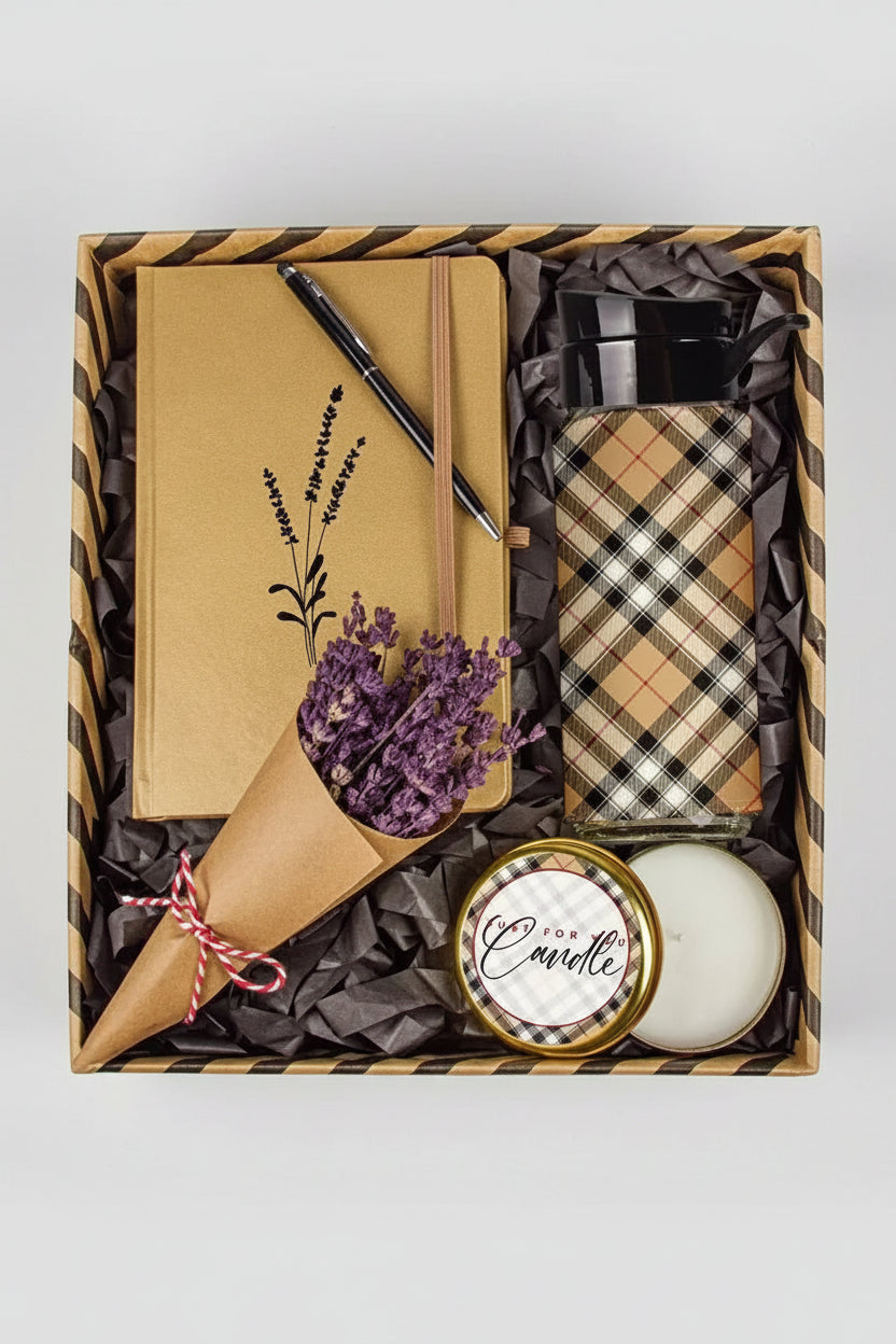 Coffret Cadeau Femme Personnalisé – Nature & Élégance avec Carnet, Bougie et Lavande CréaBySana