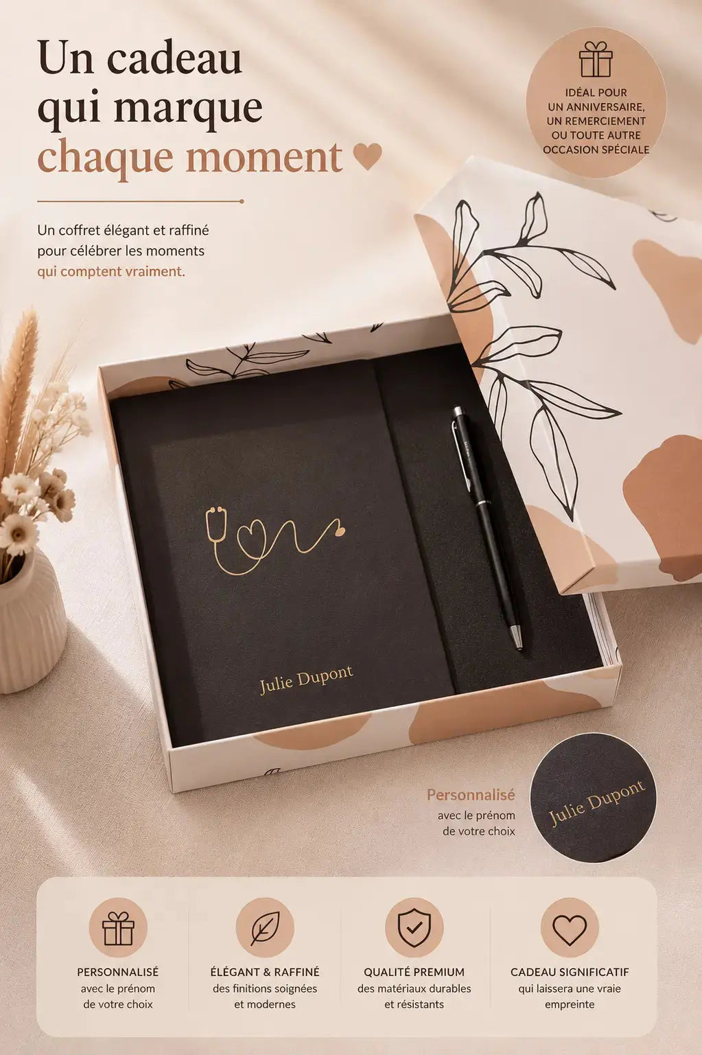 Coffret-Cadeau-Medecin-Personnalise-_-Stylo-Grave-_-Carnet-Stethoscope-CreaBySana