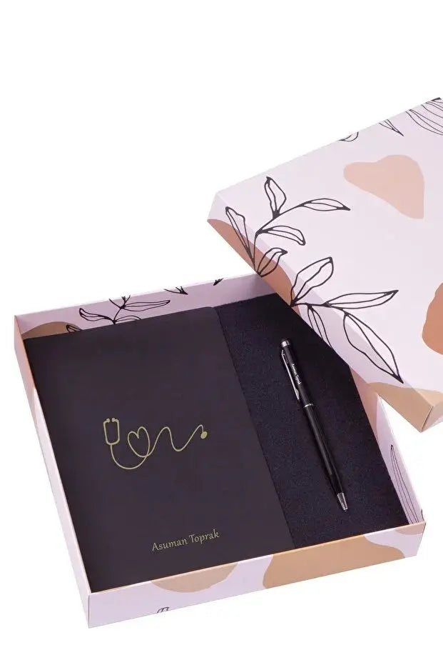 Coffret Cadeau Personnalisé Médecin – Carnet & Stylo Gravés CréaBySana
