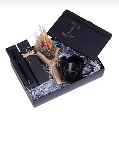 Coffret Cadeau Premium – Ensemble élégant avec mug, carnet, stylo & bouquet – Idéal pour offrir CréaBySana