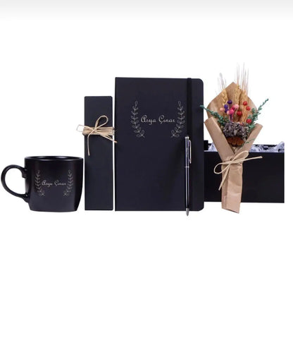 Coffret Cadeau Premium – Ensemble élégant avec mug, carnet, stylo & bouquet – Idéal pour offrir CréaBySana