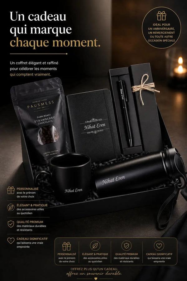 Coffret élégance mug thermos carnet stylo gravé — cadeau | Créa By Sana