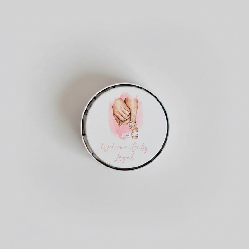 Coffret naissance personnalisé chocolats — cadeau bébé artisanal | CréaBySana