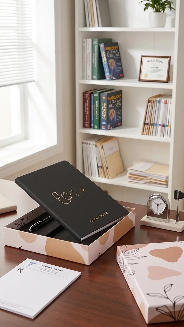 Coffret Cadeau Médecin Personnalisé | Stylo Gravé & Carnet Stéthoscope CréaBySana