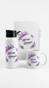 Coffret Cadeau Femme Personnalisé – Collection Florale avec Gourde, Mug & Carnet CréaBySana