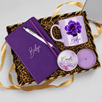 Coffret cadeau femme violet personnalisé mug bougie et carnet | CréaBySana