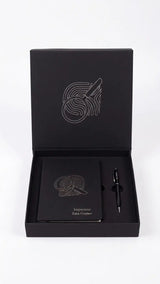 Coffret Carnet & Stylo Personnalisé | Métal Chromé Gravé & Couverture Rigide CréaBySana
