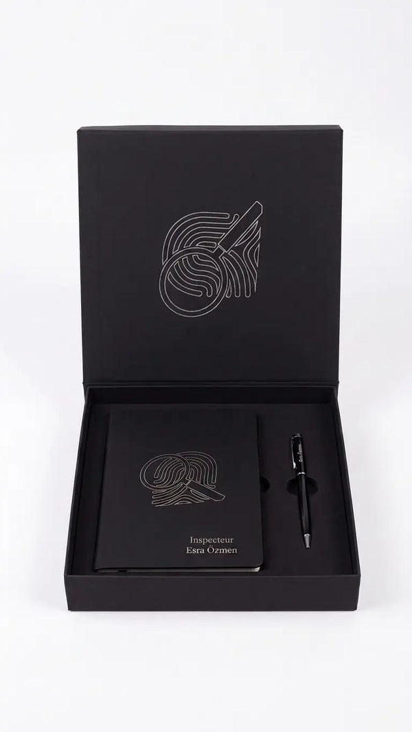 Coffret Carnet & Stylo Personnalisé | Métal Chromé Gravé & Couverture Rigide CréaBySana