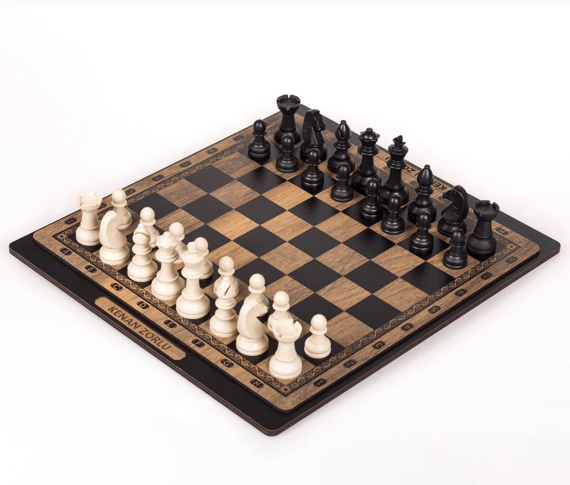 Échiquier en Bois Personnalisé avec Tiroir – Set Complet - CréaBySana