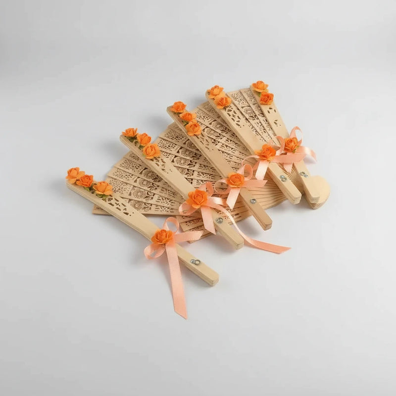 Éventail bois naturel personnalisé — cadeau invité mariage | CréaBySana