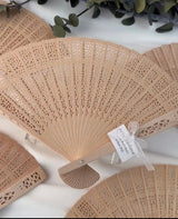Éventail mariage personnalisé en bois 34 cm — cadeau invité | CréaBySana