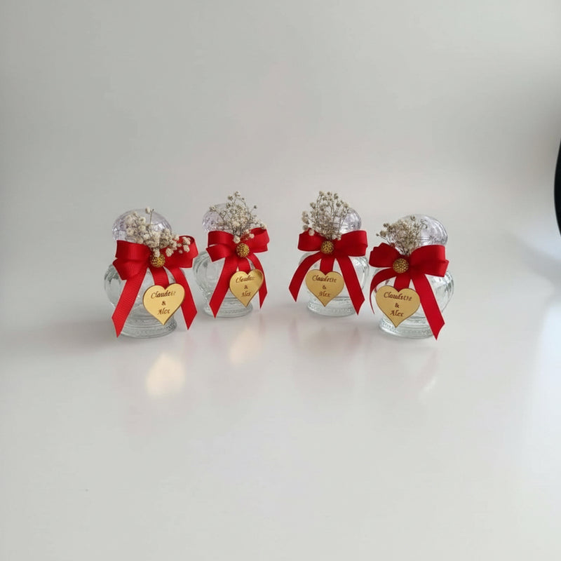 Fiole verre mariage chic — cadeau invité élégant personnalisé | CréaBySana