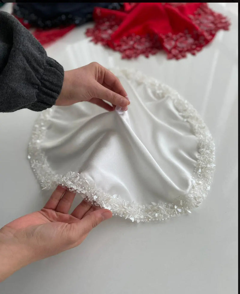 Mouchoir de mariée turc gelin mendili brodé — accessoire cérémonie | Créa By Sana