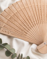 Éventail en Bois Gravé Personnalisé – Mariage éventail CréaBySana