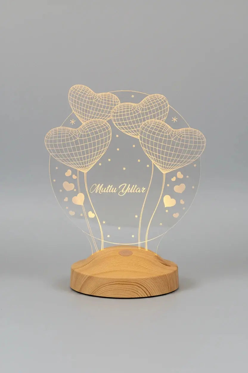 Idée cadeau Noël femme personnalisé veilleuse LED ballons cœur | CréaBySana