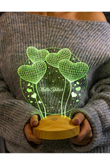 Veilleuse LED ballons cœur gravée au prénom — cadeau femme original | CréaBySana