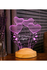 Cadeau Noël femme personnalisé — veilleuse LED ballons cœur gravée | CréaBySana