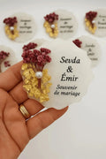 Magnet personnalisé entreprise – Cadeau client ou collaborateur chic | Modèle floral doré avec logo ou texte CréaBySana