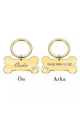 Médaille chien personnalisée os acier — gravure laser nom | CréaBySana