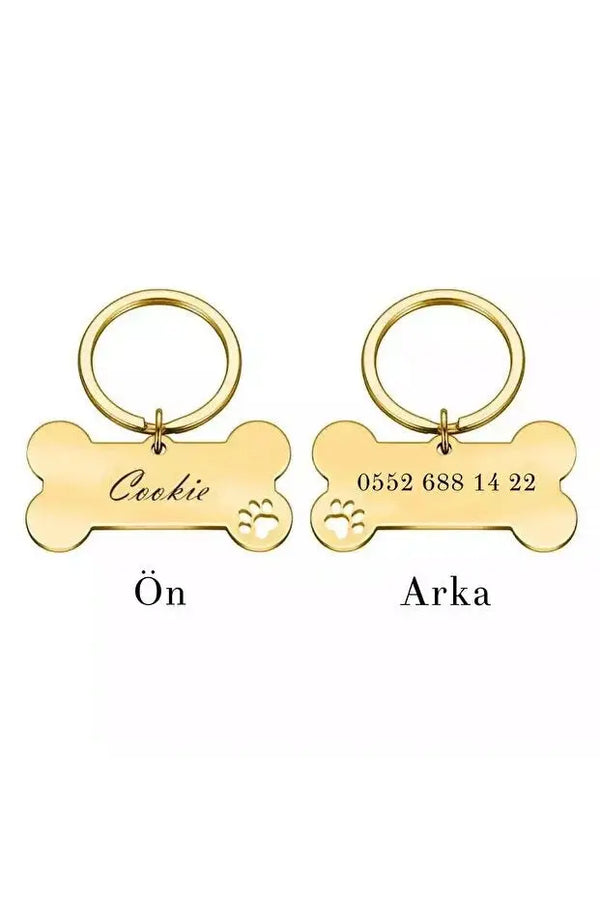 Médaille chien personnalisée os acier — gravure laser nom | CréaBySana