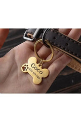 Médaille chien gravée forme os — plaque acier inoxydable | CréaBySana