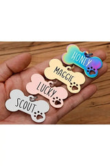 Plaque chien acier forme os gravée — cadeau animal original | CréaBySana