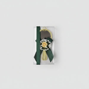 Miroir mariage personnalisé doré — initiale fleurs séchées perle | Créa By Sana
