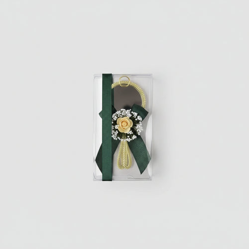 Miroir mariage personnalisé doré — initiale fleurs séchées perle | Créa By Sana