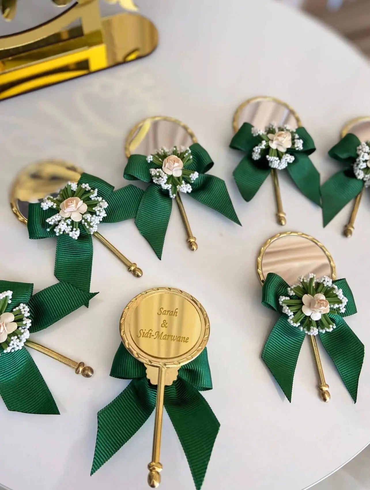 Mini miroir doré personnalisé mariage — lot cadeau invité | Créa By Sana