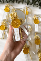 Miroir de poche personnalisé doré — cadeau invité mariage élégant | CréaBySana