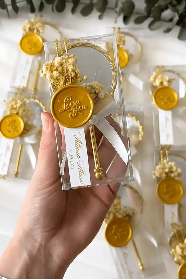 Miroir de poche personnalisé doré — cadeau invité mariage élégant | CréaBySana
