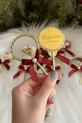 Miroir de poche personnalisé — fleurs séchées cadeau invité | CréaBySana