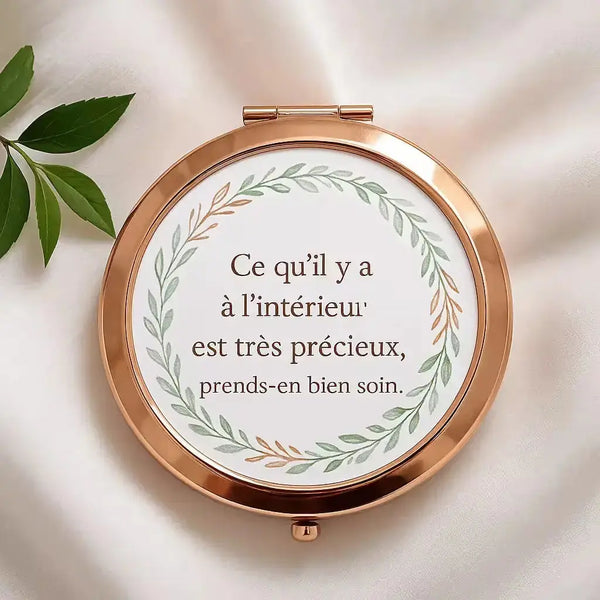 Miroir de poche double face personnalisé — cadeau invité | CréaBySana