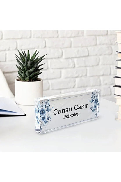 Plaque Acrylique Personnalisée – Plaque Nominative Bureau – Design Élégant et Transparent Gravé sur Mesure CréaBySana