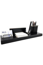 Plaque nominative cuir bureau personnalisée — stylo porte-cartes | CréaBySana