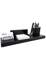 Plaque nominative cuir bureau personnalisée — stylo porte-cartes | CréaBySana